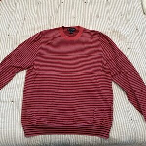 Brooks Brothers Red and Black Striped Cotton Sweater